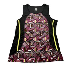 Zone Pro Small Black Tank with Pink Geometric Panel and Neon Yellow Trim